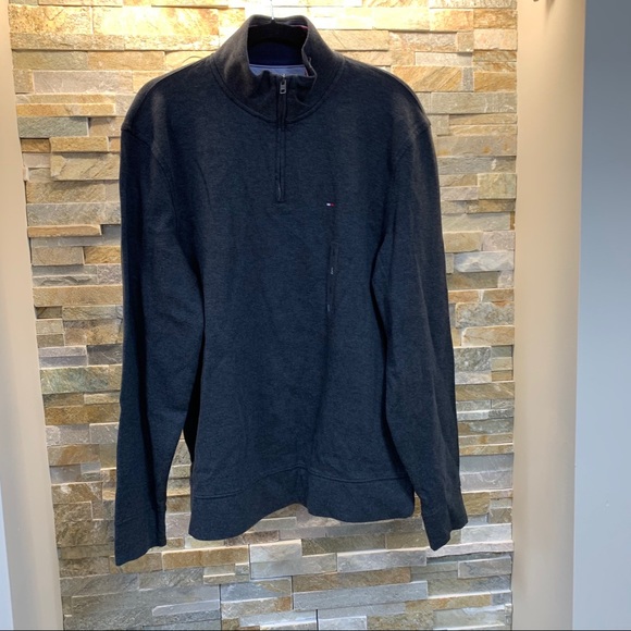 🎁 Tommy Hilfiger Mens 1/4 Zip Mockneck Sweatshirt - Picture 2 of 9